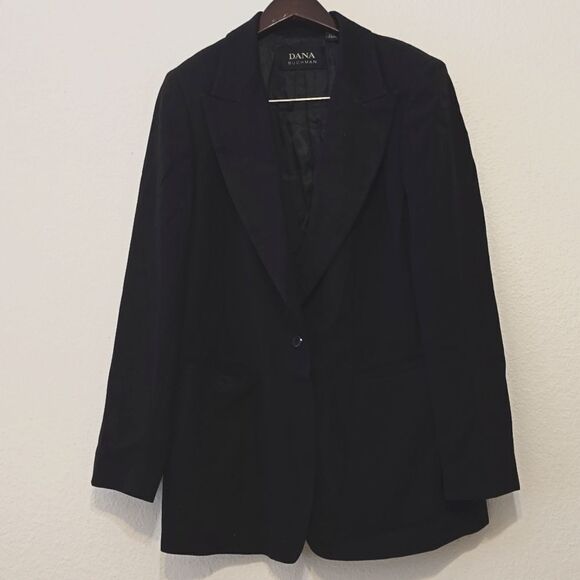 Dana Buchman Classic Black Single Button Blazer Size 10 - Picture 1 of 10